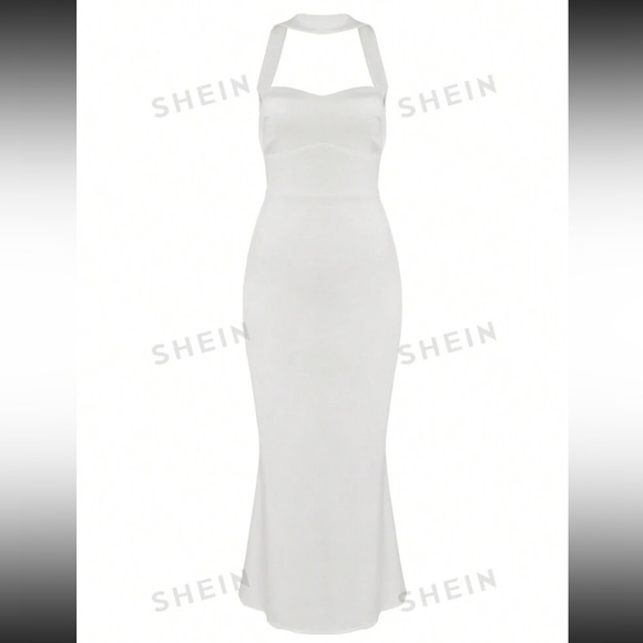 Silk white halter dress - Picture 5 of 8